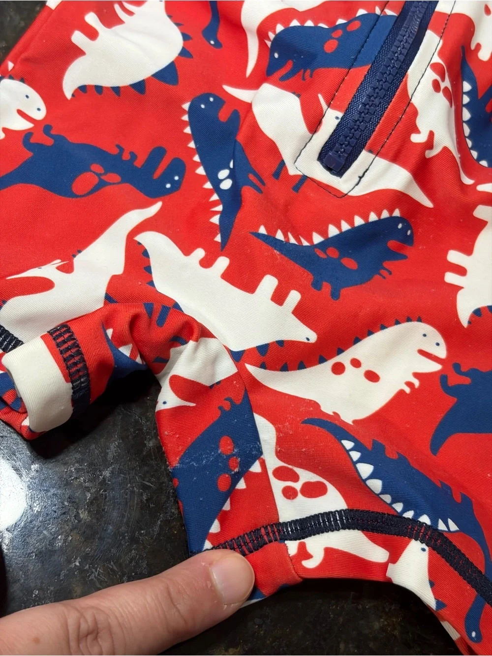 Infant Red & Blue Dinosaur Rash Guard One-Piece Swimsuit 0-3 months